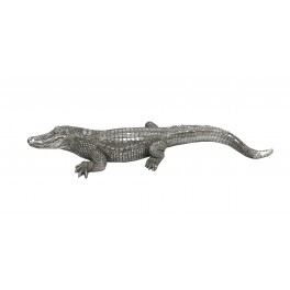 Statuette Crocodile Design L, Finitions Grises, L 55 cm