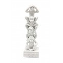 Statuette Totem 4 Singes Superposés : White Design, H 29 cm