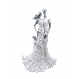 Statuette Design Couple & Enfants, Collection White Love, H 39 cm