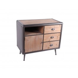 Chiffonnier industriel en bois et métal, Collection KEPLER. L 90 cm