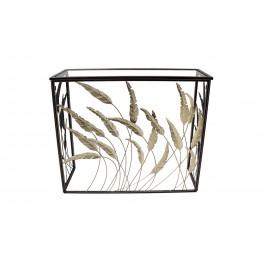 Console Métal, Feuillage Doré sous le Vent, L 90 cm