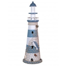 Thème Bord de mer : Phare décoratif en Bois, H 50 cm