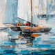 Tableau moderne : Voiliers multicolores, Encadrement Alu, H 80 cm