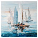 Tableau Moderne Voiliers : En Bleu et Marine, H 100 cm