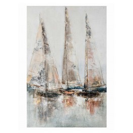 Tableau Moderne Voiliers : En Bleu et Marine, H 100 cm