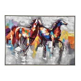Tableau Chevaux : Echappée sauvage multicolore, L 100 cm