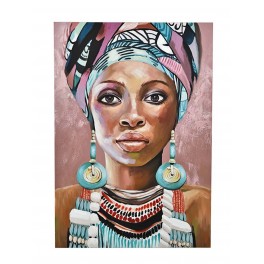 Tableau Peinture Femme : Afro en Couleurs, H 100 cm