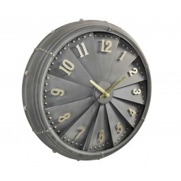 Horloge Murale industrielle : Moteur d'avion et Ailettes, H 63 cm