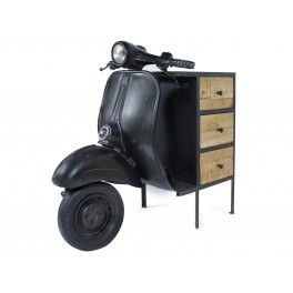 Meuble Bar Fer et Bois : Face Avant Vespa Rétro, L 130 cm