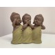 Set de 3 Bouddhas de la Sagesse, Jaunes. Coll Méditation, H 13 cm