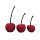 Set 3 Cerises Pailletées Rouge Vif en Céramique. H 37 cm (grande)