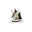 Déco murale en Métal : Bateau à Voiles sur Vagues, H 83 cm