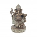 Ganesh sur socle Ethnique, Doré et Argenté, H 15 cm