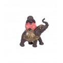 Figurine Résine Ethnique : Mini Bonze Color Line sur éléphant 2, H 15 cm