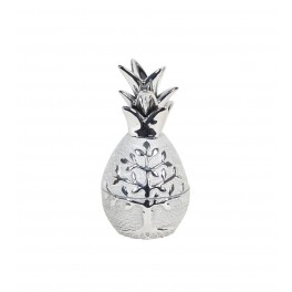 Fruit Décoratif et Boite : Ananas en Céramique Arbre de Vie Chromé, H 22 cm