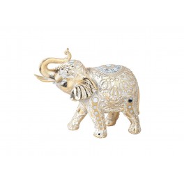 Figurine éléphant Résine : Modèle Makassar Doré, L 28 cm