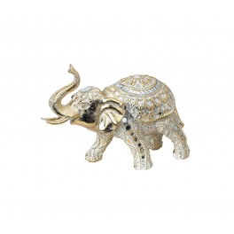 Figurine éléphant Résine : Modèle Makassar Doré, L 24 cm