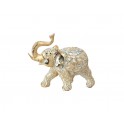 Figurine éléphant Résine : Modèle Makassar Doré, L 18 cm