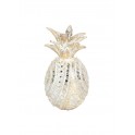 Fruit Déco Résine : Ananas Doré et Blanchi avec Miroirs, H 19 cm