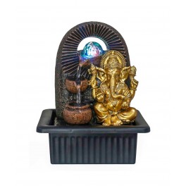 Fontaine intérieure : Ganesh Doré et 3 vasques, Zentrends. H 26 cm