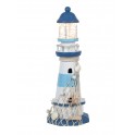 Thème Bord de mer : Phare décoratif en Bois et LED, H 31 cm