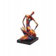 Sculpture Femme Assise : Etreinte Finition Multicolore, H 49 cm