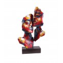 Sculpture en Métal : Couple, Finitions Multicolores, H 74 cm