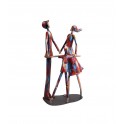 Sculpture Couple Fer : Etreinte Finition Multicolore, H 75 cm