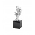 Sculpture Design : Visage sur socle, Couleur Argenté Miroir. H 57 cm