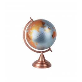Globe terrestre sur pied, Modèle Bleu Métalisé, H 33 cm