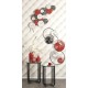 Déco murale métal abstraite : Corolles et kyrielle, Rouge et Gris, L 64 m