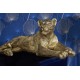 Statuette Lion couché XL, Modèle baroque doré, L 80 cm