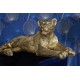 Statuette Lion couché XL, Modèle baroque doré, L 80 cm