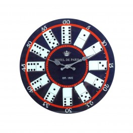 Horloge Vintage Bleu & Rouge : Modèle Dominos. D 38 cm