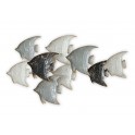 Déco Murale Poissons : Banc de Scalaires, Gris et Blanc, L 65 cm