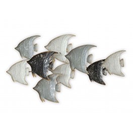 Déco murale Métal : Poissons Scalaires Noir, Gamme Océanic. L 67 cm