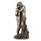 Statuette couple nue, effet bronze : Le baiser, H 29 cm