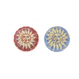 Set 2 Dessous de plat Céramique : Modèle Soleil Coloré, L 20 cm