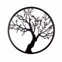 Silhouette Murale Métal : Arbre noir stylisé, Diamètre 80 cm