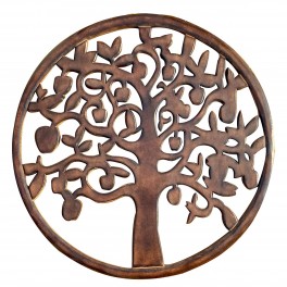 Déco murale en Bois : Arbre de Vie Marron. D 90 cm