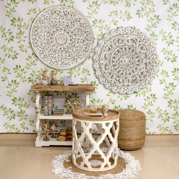 Déco murale en Bois : Modèle Mandala Flowers 2. D 90 cm