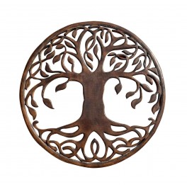 Déco murale en Bois : Arbre de vie marron, Diam 90 cm