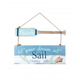 Déco murale Bois Panneau : Bonheur en Bord de mer, H 52 cm