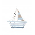 Déco Murale Marine : Voilier en Bois Flotté, H 35 cm