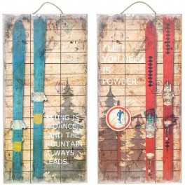 Set 2 Décorations Murale Vintages : Ski et Montagne, H 48 cm