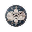 Horloge rétro, Modèle Cartographie Noir & Or, Diam 34 cm