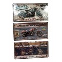 Set 3 Plaques métal, Série USA Motorbike, L 40 cm