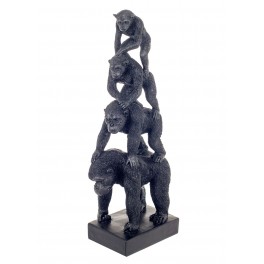 Statuette Gorille Aviateur, Finition Antic Line, H 34 cm