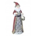 Figurine Père Noël en Résine, Rouge et Gris, H 20 cm