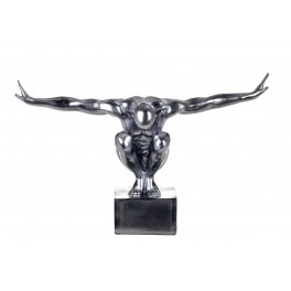 Statue Résine contemporaine Homme : Equilibre, Silver, L 50 cm